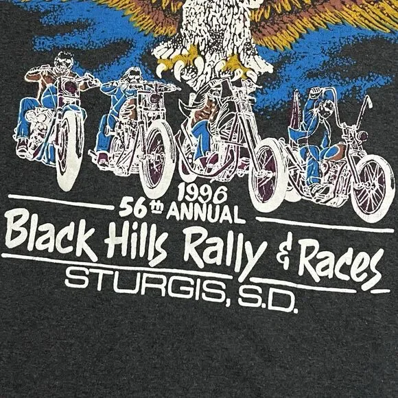 Vintage 1996 Sturgis Bike Rally T-Shirt Mens XL 56th Eagle Double Sided USA Made